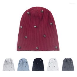 Berets Women Ribbed Cotton Winter Beanie Hat Pyramid Accessories Knitted Soft Warm Solid Color Beanies Hats Fashion Autumn Bonnets