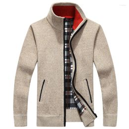 Men's Hoodies Men Zipper Knit Thick Coat Warm Casual Knitted Cardigan 2023 Fall/winter Business Faux Fur Wool Sweater Jacket