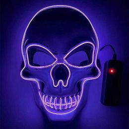 Hot Sale Halloween Mask Skull Light Mask LED Horror Party Mask Ghost Head Skull LED Lighting Mask Halloween Party Decoration Toy HKD230810