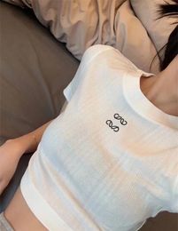 Womens Cropped Tank Tops Fashion Luxury Designer jumper pullover Camis Tees embroidery letter Summer White Black Knit crop jumper short sleeves woman Clothes