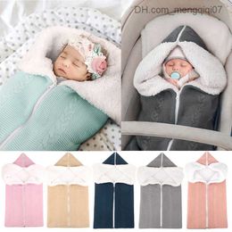 Pyjamas Baby sleeping bag winter baby stroller blanket knitted plush lining multifunctional blanket thick and warm baby products Z230810