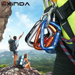 Rock Protection XINDA Professional Safety Auto Carabiner Multicolor 25KN Climbing Rock Buckle Aluminium alloy hook Mountaineer Equipment HKD230810