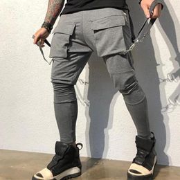 Men's Pants Stylish Casual Strap Tassel Versatile Comfortable Men Fitness Hip Hop Cargo