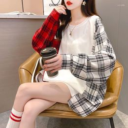Women's Hoodies Pullover Female Early Autumn 2023 Korean Women Wear Patchwork Shirt O Neck Casual Long-sleeved Coat Tops