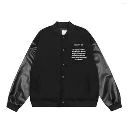 Men's Jackets 2023 Men Pu Leather Rib Sleeve GRAILZ Embroidered Fashion High Couple Baseball Coats & Abstract Coat Motor Warm #423