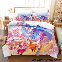 Bedding sets Hirogaru Sky Pretty Cure Set Single Twin Full Queen King Size Bed Adult Kid Bedroom Duvetcover Sets Anime Girls 230809