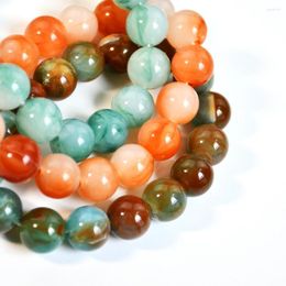 Strand Colored Acrylic Beads Elastic Bracelets Boho Imitation Jade Stone Handmade Jewelry
