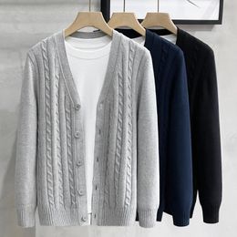 Men's Sweaters Cardigan Sweater Men V Neck Button Up Knitted Spring Autumn Casual Coat Cashmere 2023 D144