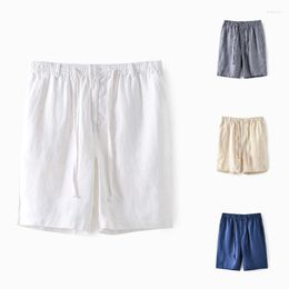 Men's Pants Summer Beach Loose Casual Breathable Linen Shorts For Men Elastic Mid Rise Quarter Length Straight Leg 6 Colour S-4XL