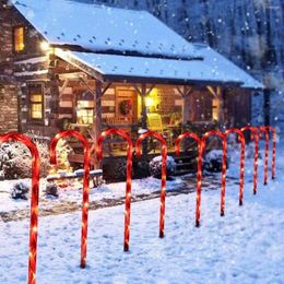 Strings LED Navidad Solar Power Light Christmas Decoration Candy Cane Lights Noel Garden Ground Plug Crutch Year For Room