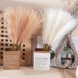 Decorative Flowers Fluffy Artificial Pampas Grass Fake 57cm Long Stems Branch Wedding Decorations Arrangement Home Boho Decor