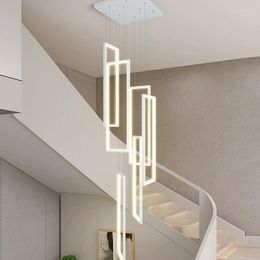 Chandeliers BOSSEN LED Aluminium Frame Type Chandelier Living Room Staircase Super Bright Villa Apartment Modern Simple