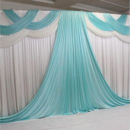 Wedding backdrops with swags White Ice Silk Tiffanly Drapes elegant backdrop curtain wedding props party decoration 20 10ft235o