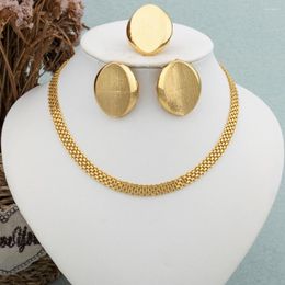 Necklace Earrings Set Arrival Thick Hoop Ring Gold Colour Jewellery With Gift Box For Women Lady Girl Handmade Chain Jewerlry