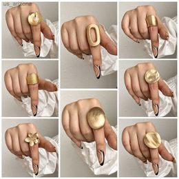 ALLYES Irregular Chunky Gold Silver Colour Rings for Women Men Personality Elastic Rope Adjustable Finger Ring Fashion Jewellery L230620