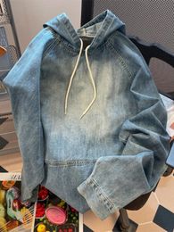 Men's Hoodies Sweatshirts Deeptown Vintage Denim Women Harajuku Hip Hop Casual Oversized Fashion Loose Long Sleeve Tops Coat Aesthetic 230810