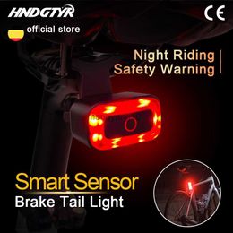 Bike Lights A07 Bicycle Rear Light Brake Sensing Tail Light Safety Warning USB C Rechargeable Smart Sensor Brake Lamp MTB Cycling Waterproof HKD230810