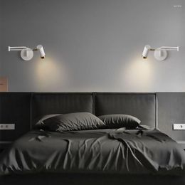 Wall Lamp Indoor Bedroom Bed Headboard Mounted Adjustable Arm Reading Night Lights Rocker Switch E27 Replacement Bulb Light