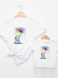 Family Matching Outfits Elephant New 90s Cute Tee Family Matching Outfits Women Casual Kid Child Summer Mom Mama Mother Tshirt T-shirt Clothes Clothing