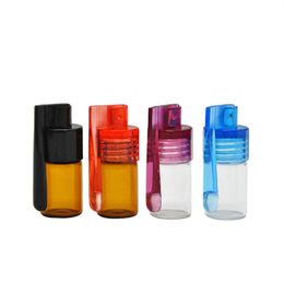 Colourful 36mm 51mm Travel Size Acrylic Plastic Bottle Snorter Dispenser Glass case Vial container box with spoon JL1854