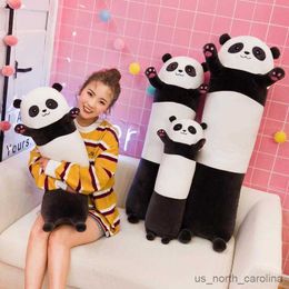 Stuffed Plush Animals 50-130cm Cute Long Cat Panda Plush Toys Stuffed Pause Office Nap Bed Sleep Home Gift Doll for Kids Girl R230810