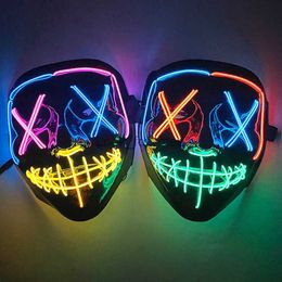 Halloween Colourful Light Up Scary Mask Luminous LED Purge Mask Full Face Cosplay Bar Party Glowing Mask Rave Festival Supplies HKD230810