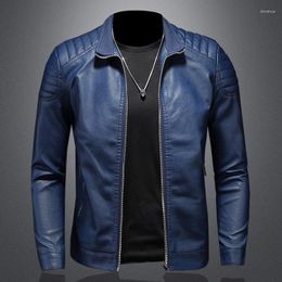 Men's Jackets Stand Collar Leather Jacket Fashion Casual Slim Korean Version Handsome Clothing