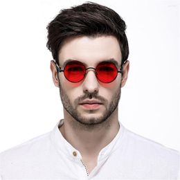 Sunglasses Vintage Steampunk Red Men Round Punk Alloy Metal Retro Sun Glasses Women 2023 Goggles Gothic Style Shades