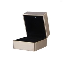 Jewelry Pouches Men Women Engagement Soft Practical With LED Light Ring Necklace Wedding Box Shockproof Home Durable Anti Scratch