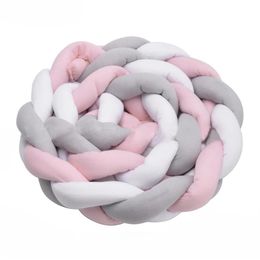 Baby Crib Bumper Knotted Braided Plush Nursery Cradle Decor Newborn Gift Pillow Cushion Junior Bed Sleep Bumper 2 Metres Whi300m