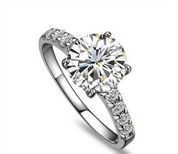 Band Rings Solid 18K 750 White Gold Ring Four Prongs Test Positive 1Ct Moissanite Wedding Ring Perfectly Design Durable Quality Jewelry