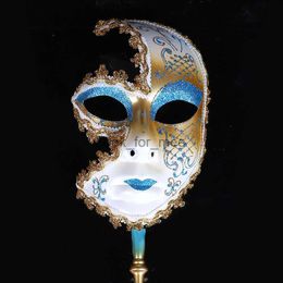 Women Men Unisex Venetian Cosplay Masks Carnival Mardi Gras Masquerade Mask on A Stick Halloween Christmas Party Fancy Dress HKD230810