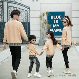 Family Matching Outfits Family Matching Sweaters Spring Autumn Mother Daughter Dad Son Knitted Sweaters Couple Matching Outfit Men Women Kids Baby Tops R230810