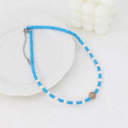 Necklace Earrings Set Blue Turquoise Natural Freshwater Pearls Beads Jewellery Handmade Charm Stainless Steel Waterproof Accessories