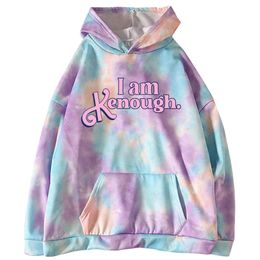 Men's Hoodies Sweatshirts I Am Kenough Tie Dye Hoodie Fashion Harajuku Men Women I Am Enough Sweatshirts Gift 230809