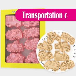 Baking Moulds Cookie Cutters DIY Cartoon Transportation Biscuit Mould Ship Plastic Tools Cake Decorating Tool 230809