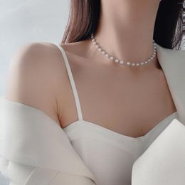 Choker Luxury Pearls Necklaces For Women Vintage Style 5Mm Collarbone Chain Fashion Jewelry Accessories