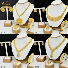 Wedding Jewellery Sets ANIID Dubai Arab Gold Colour For Women African Party Gifts Ethiopia Necklace and Earrings Ring 230809