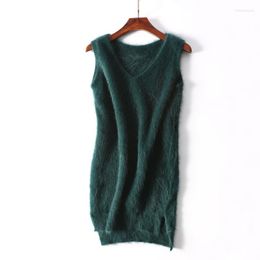 Women's Sweaters Knitwear Womens Cashmere Clothing Long Vest V Neck Vintage Basic Style Minkcashmere Gilet Pullovers Girl Tops Tbsr643