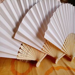 Chinese Style Products 10/20/30pcs White Paper Fan Portable Wedding Fans Gifts For Guest Birthday Party Decoration