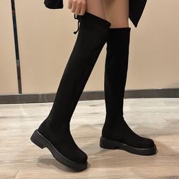 Boots Chelsea Suede Women OvertheKnee 2023 Trend Casual Goth Thick High Winter y Mid Heels Platform Shoes 230809