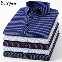 Men's Casual Shirts Plus Size Mans Cotton Shirts Hight Quality Business Casual Shirt Slim Fit Long-Sleeve Striped Chemise Male Formal Office Dress 230809