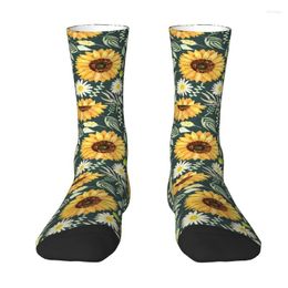 Men's Socks Abstract Hippy Sunflowers Daisies Pattern Men Women Crew Unisex Fashion 3D Print Dress