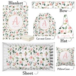 Bedding sets LVYZIHO Personalized Pink Rose Nursery Baby Birthday Gift Toddler Gift Bedding Set Baby Shower Gift Bedding Set 230809