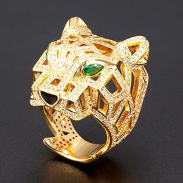 Solitaire Ring Zlxgirl jewelry Gold leopard shape animal rings for men's wedding jewelry Dubai gold color men finger rings gifts anel aneis 230810