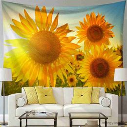 Tapestries Tapestry Sunflower Painting Wall Hanging Home Decor Tapestry Floral Nature Landscape Tapestry R230810