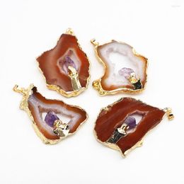 Pendant Necklaces 3pcs/lot Fashion Natural Stone Agate Pendants Irregular Quartz Purple Carnelian Charms Jewellery Making Necklace Accessories