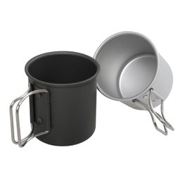 300ml/10oz Aluminum Alloy Camping Coffee Mug Lightweight Backpacking Cup Foldable Handle Outdoor Hiking Picnic Open Fire Cooking HW0074