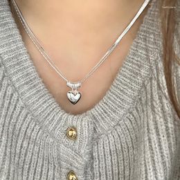 Chains Doube Chian Hreat Stainless Chic Claissic Girlhood Aestheic Jewellery Pendent Necklace Puffy Steel Vintage Fahion Gift