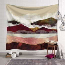 Tapestries Mountain Tapestry Wall Hanging Tapisserie Home Decor Art Room Boho Trippy Dorm HD Cloth Blanket Abstract Landscape Hippie